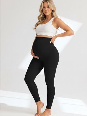 Lunetta Maternity Leggings Black Seamless Stretch High Waist Womens S NWT